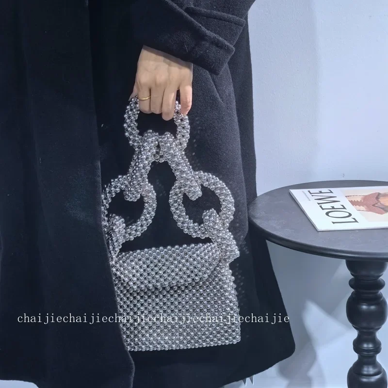 Top-Handle for Party Dinner Evening New Fashion Handbag Bags for Women Clutch Handmade Beaded Bag Female Purse End Product