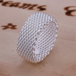 925 R40 Christmas gift wholesale Fashion chain mesh silver color ring high quality fashion classic Jewelry