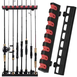 THKFISH 1 Pair Fishing Rod Storage Rack 8 Holes Wall Mount Fishing Pole Holder Bracket Vertical Horizontal Fishing Rods Stand