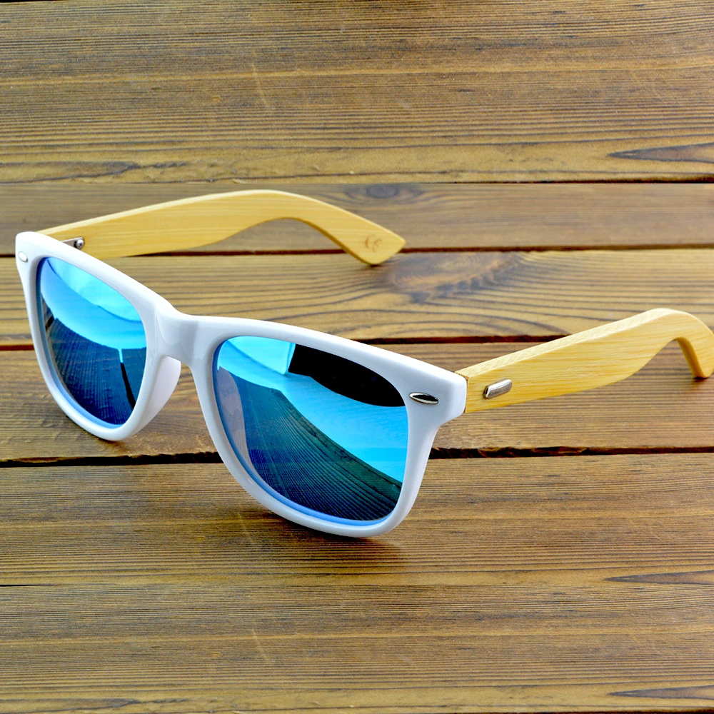 

Clara Vida Natural Bamboo Frame Blue Mirror Polarized Polaroid UV400 UV100% Sunglasses