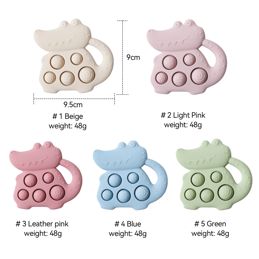 Bebê silicone mordedor brinquedo bpa livre mordedor dentes recém-nascidos acessórios dos desenhos animados dinossauro infantil calmante dentição brinquedos