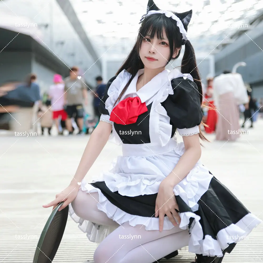 Anime Cosplay Maid fur s pour femmes, Costumes d'Halloween, Japon, Corée du Sud, Princesse, Noir, Blanc, Mignon