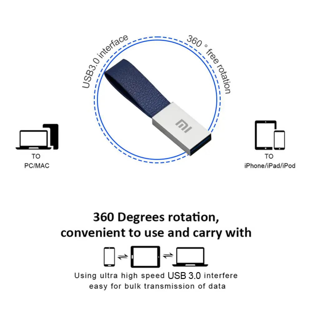 Xiaomi-Clé USB 3.0 haute vitesse, clé USB, clé USB, disque USB en métal pour PC de table, 3.0, 512 Go, 1 To, 2 To