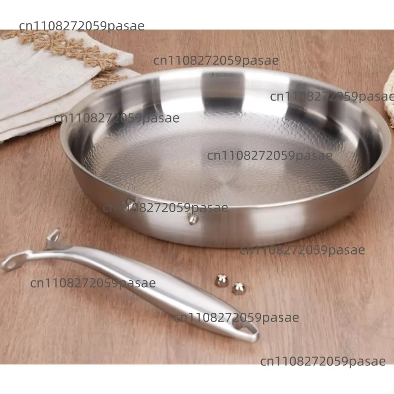 Non-Coated Pure Titanium Eco-friendly Camping Skillet Frying Pot Fish Scale Hammer Pattern Glass Cover 30cm Diameter Gas