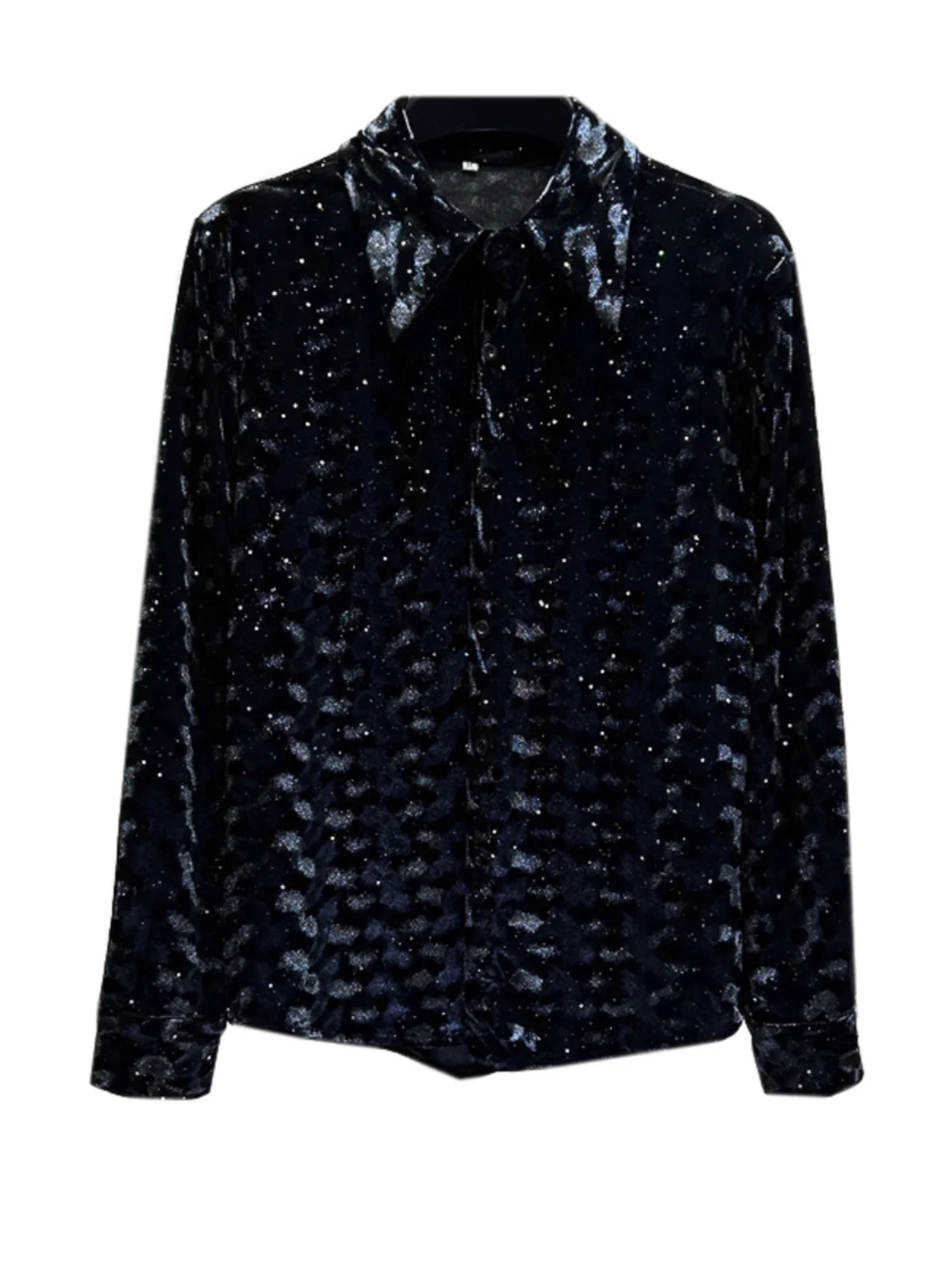 2025 Spring Autumn New Style Personality Fashion Velvet Long Sleeve Shirt Men Korean Fashion Trend Casual Versatile Black Shirt