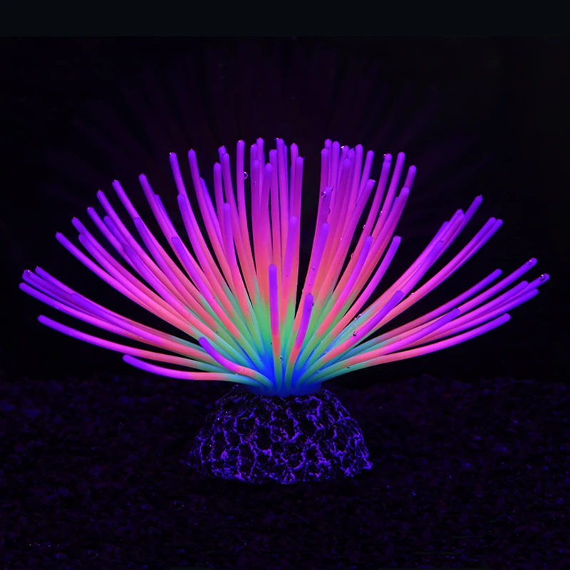 Artificial Silicone Sea Urchin Ball Fluorescent Effect Decoration Aquarium Underwater World Fish Tank Landscape Ornament