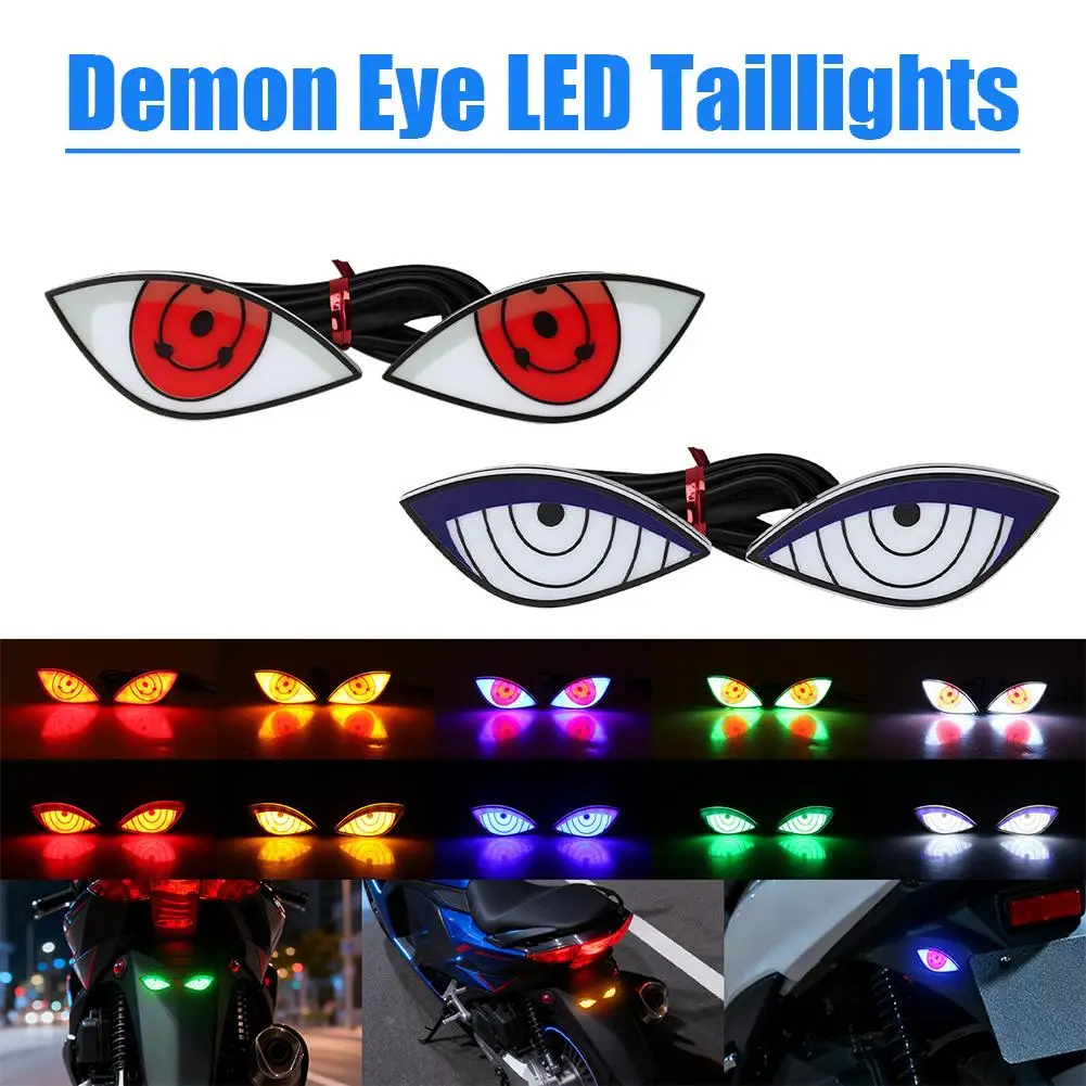 

1Pair Motorcycle LED License Plate Light Devils Eyes Lamp Reflective Car Warning Decoration Signal Tail Decoration Creative I9Z1