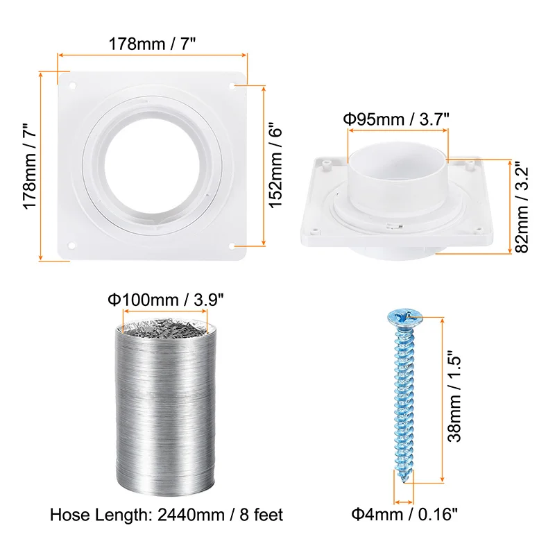 Imagem -02 - Secador Vent Mangueira Kit Secador Vent Placa de Parede Adaptador Conector Cobrir Grampos Quick Connect Indoor Mangueira Sistemas 4