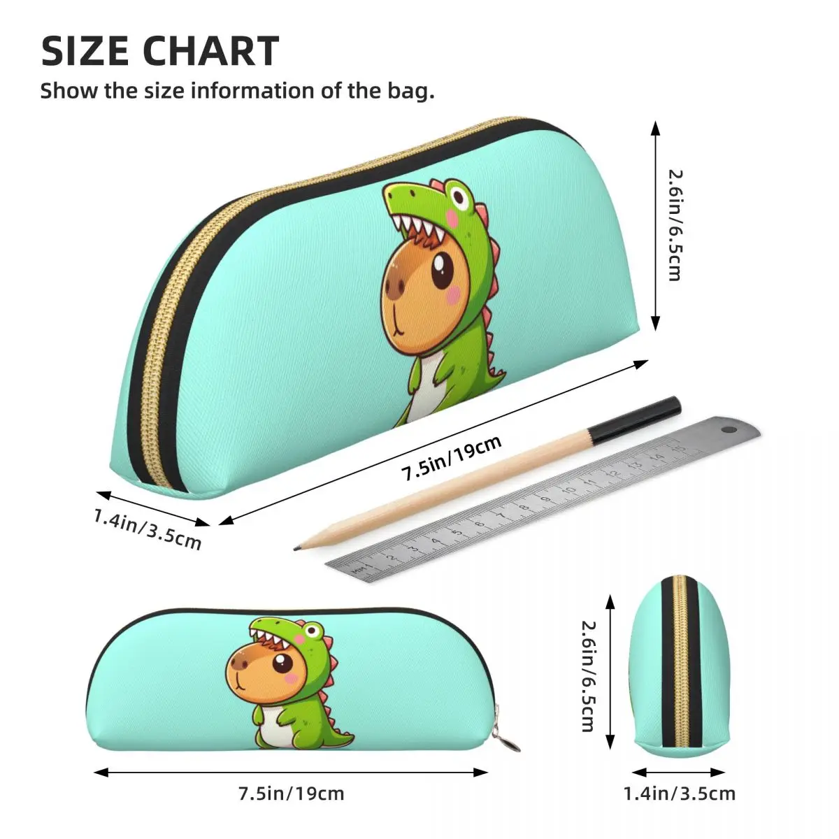 귀여운 카피바라 버블티 연필꽂이 펜 홀더 수납 문구 용품 대용량 펜 박스 필통 (남아 여아용)
