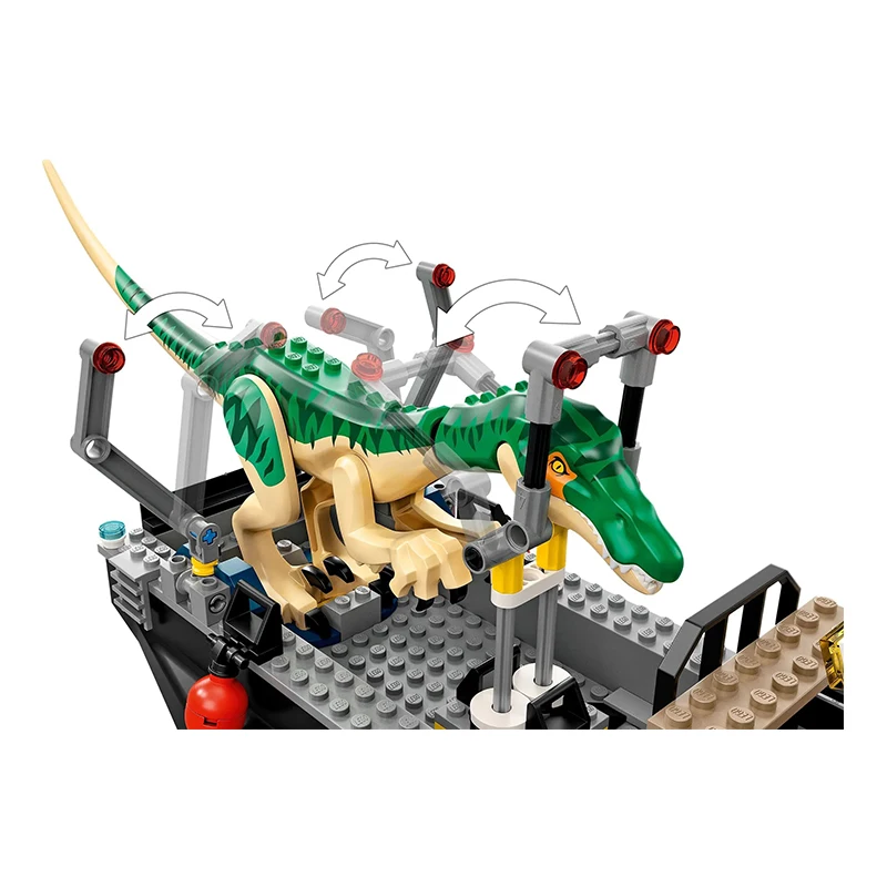 308pcs Jurassic Baryonyx Dinosaur Boat Escape Building Blocks Dino Park Ship Transport T-Rex Bricks Toys For Boys Children Gifts