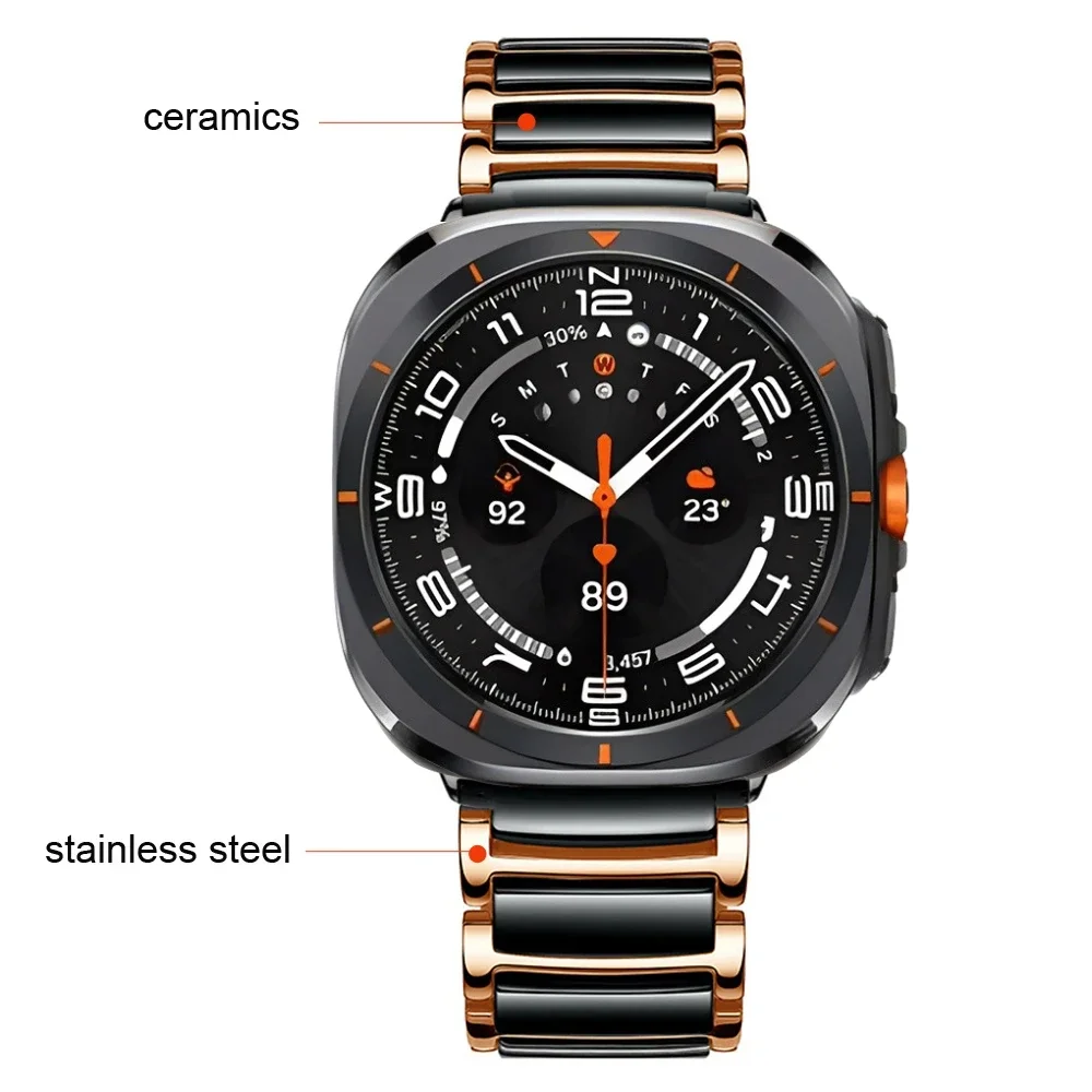 Cinturino in metallo ceramico per Samsung Galaxy Watch Ultra 47mm Bracciale di lusso in acciaio inossidabile Cinturino Galaxy Watch Ultra Accessori per cintura