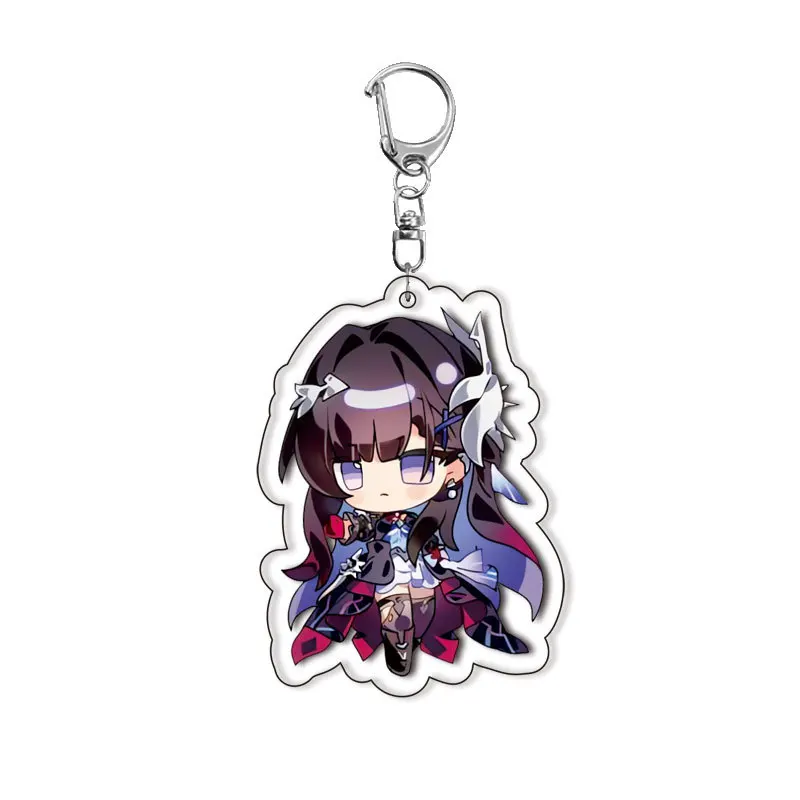 Kawaii أنيمي Q نسخة المفاتيح الاكريليك سيارة كيرينغ اكسسوارات الكرتون لطيف الشكل شخصيات حقيبة العرافة على ظهره قلادة الهدايا #5