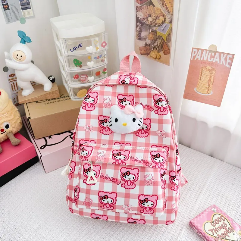 Sanrio Tas Sekolah Anak-anak Baru Hello Kitty Kuromi Cinnamoroll Kartun Tas Sekolah Siswa Ransel TK Pengurang Beban