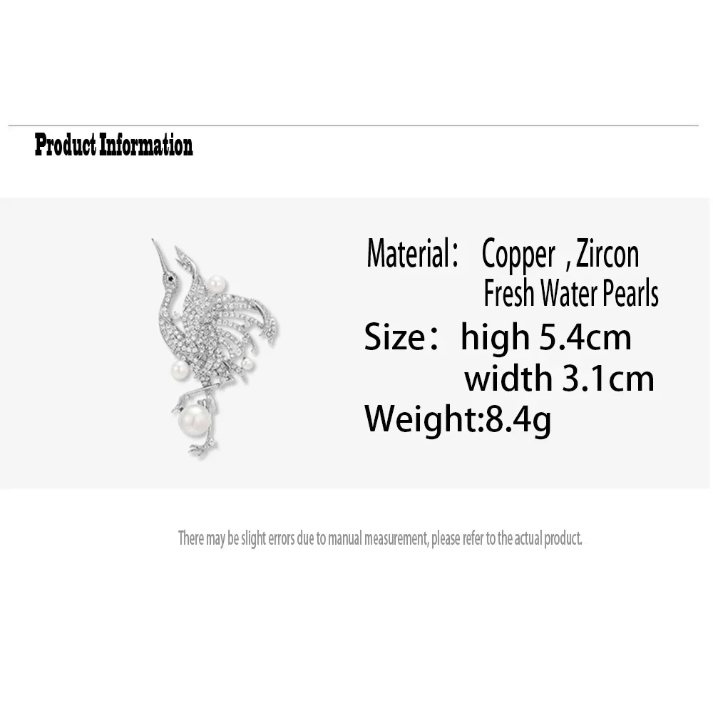 Luxury Cloud Crane Brooch for Men Women Elegant Full Rhinestone Freshwater Pearls Inlaid Jewelry Wedding Banquet Accessories Pin