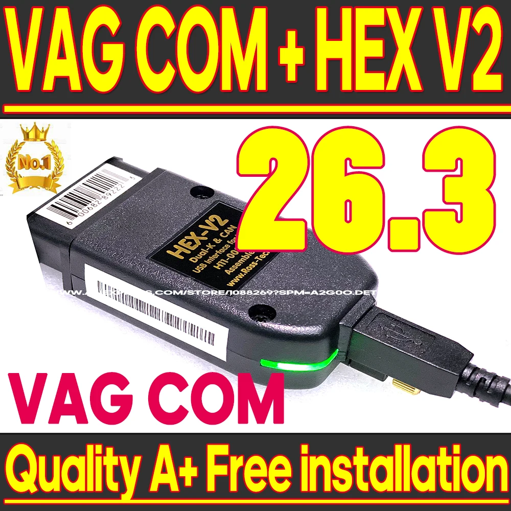 Interface VAG HEX V2 V26.3 la plus récente 2026 pour VAGCOM VAG COM VW-AUDI – Outil de diagnostic professionnel pour la lecture des codes et la mise à niveau du matériel AUTO COM VCDS
