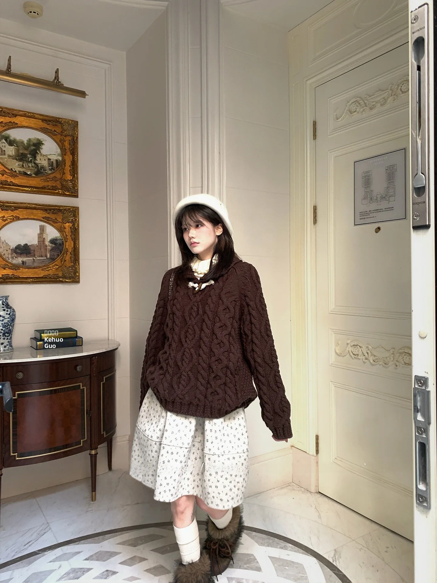 

Forlions Casual Knitted Sweater with Button Twist for Women Autumn Winter Loose Fit Long Sve Warm Thermal Top