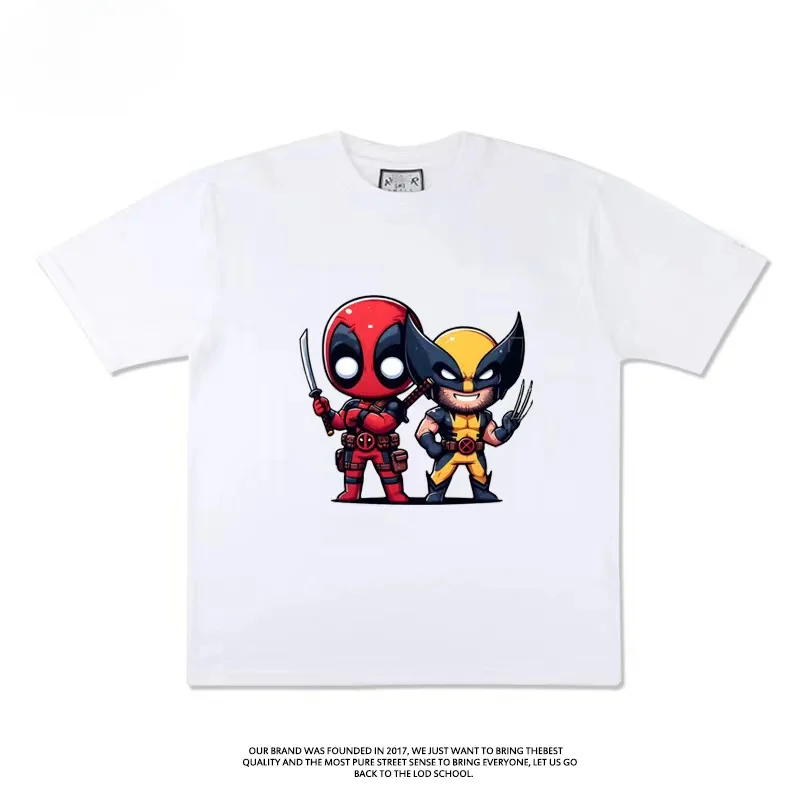 Deadpool and Wolverine Same Deadpool Marvel Movie Peripherals Clothes Short Sleeve T-Shirt Half Sleeve Men and Women