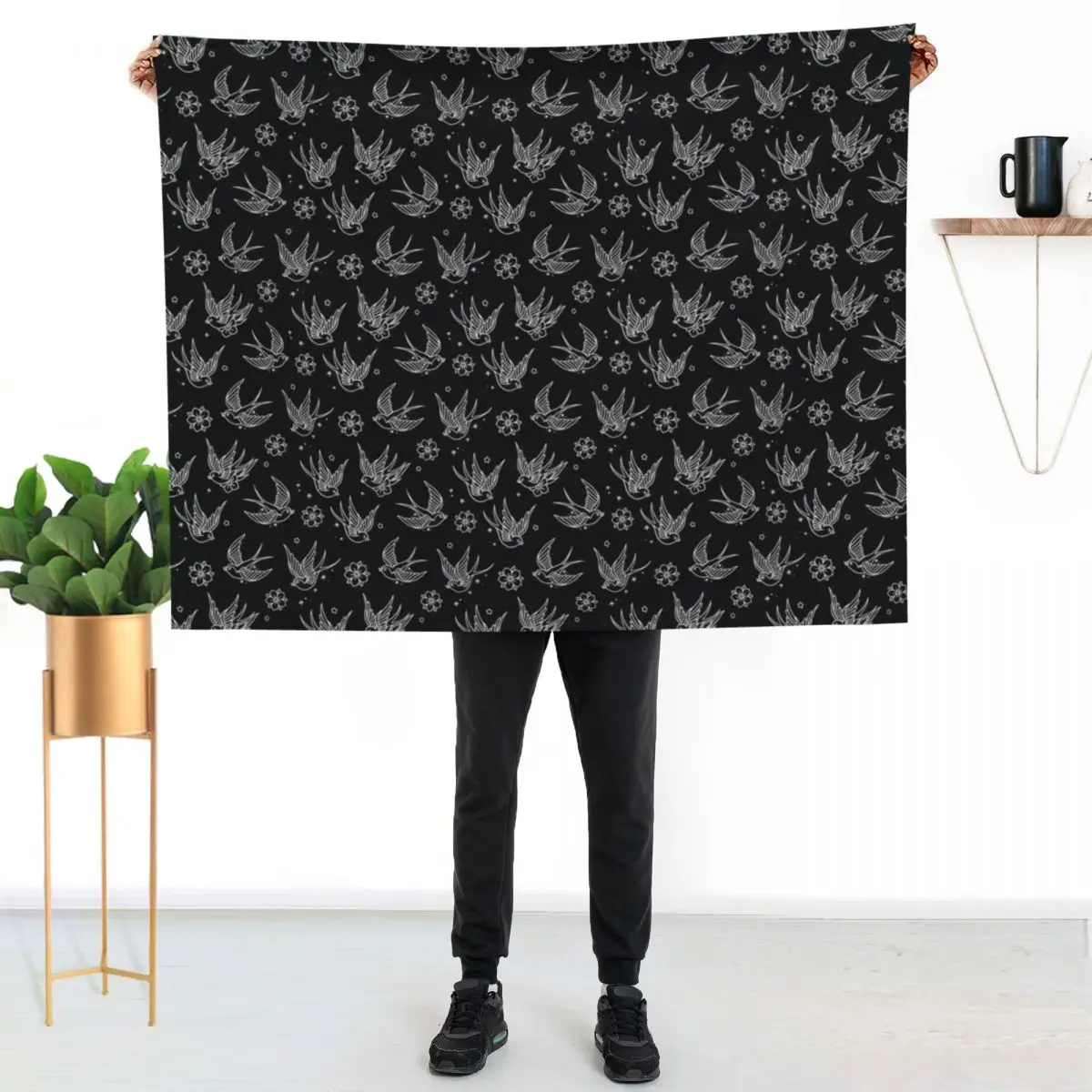 Sparrow and Flowers Throw Blanket cosplay anime Bed Thin Sofa Bed linens Blankets
