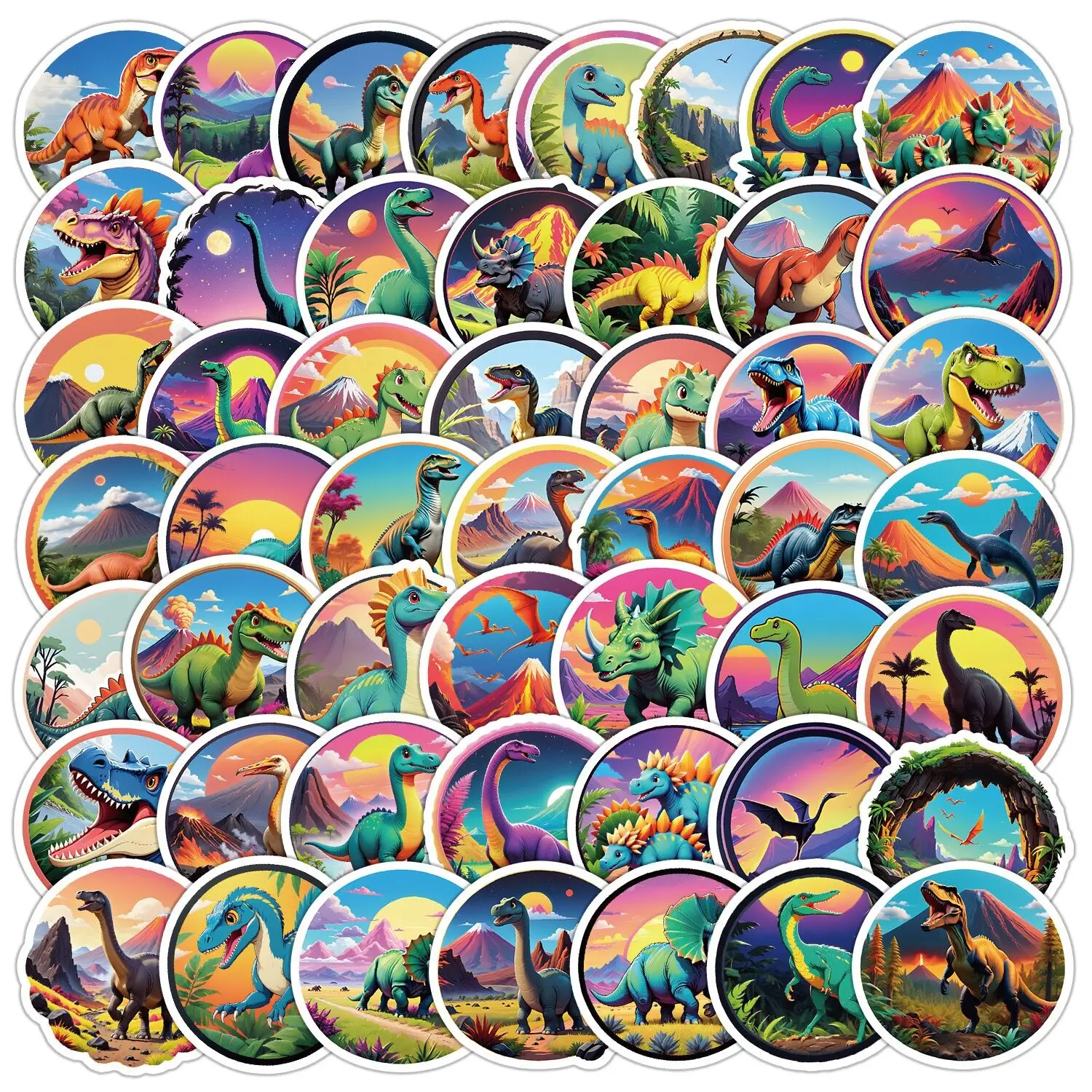 10/50PCS Cute Anime Jurassic Park Dinosaur Label Stickers Aesthetic Decals For Stationery Scrapbook Bike Guitar Sticker Kids Toy