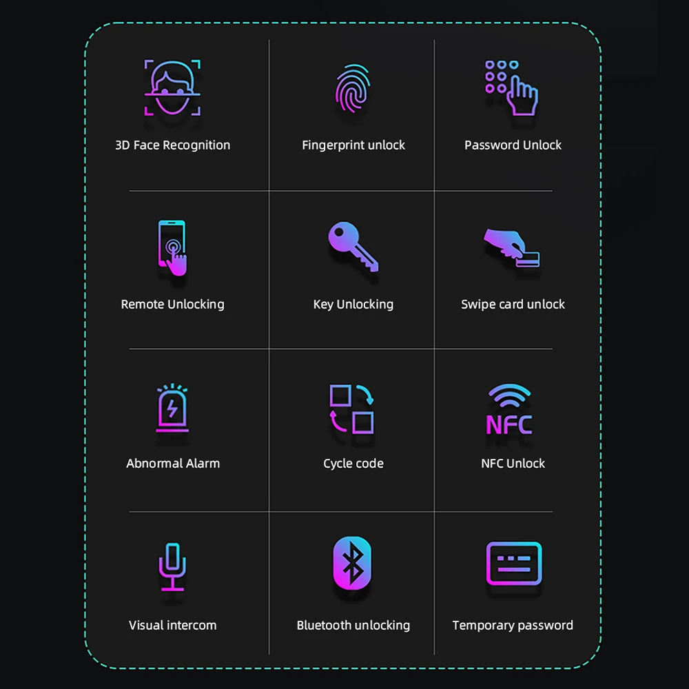 3D Face Recognition Digital Door Lock Bluetooth WiFi VLINK Voice Intercom Fingerprint Password IC Card Smart Door Lock Unlock