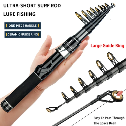 Caña de pescar con señuelo telescópico, 1,5 M-2,4 M, caña giratoria de carbono para mar, equipo de Pesca de agua dulce y salada, accesorios de Pesca