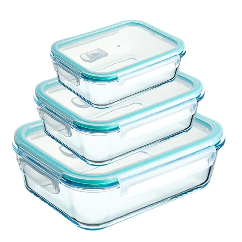 High Borosilicate Glass Lunch Box Microwave Heating Sealed Lunch Bento Boxes Refrigerator Freezer Box Fresh-keeping Soup Bowls