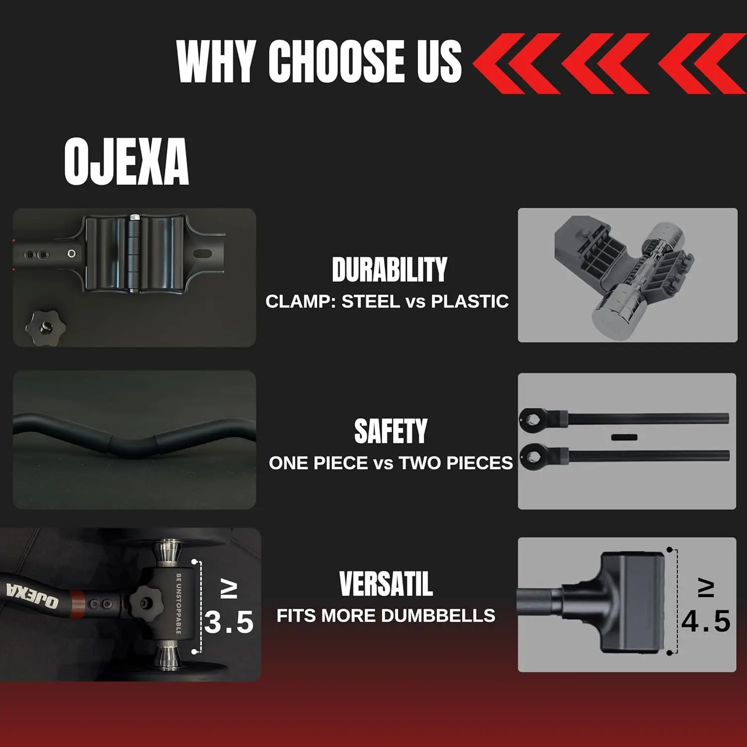 Zestaw do konwersji hantli na sztangę - udźwig do 90 kg, stalowa obejma do treningów całego ciała w domowej siłowni