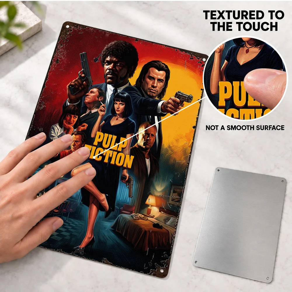 Pulp Fiction Movie Aluminum Poster Personalized Metal Sign Cinematic Design Wall Art For Home Theater Cinema Enthusiast Gift