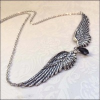 Angel Wings Feather Black Beads Pendant Choker Vintage Necklace Gift for Women Girl Female New Fashion Jewelry Wholesale