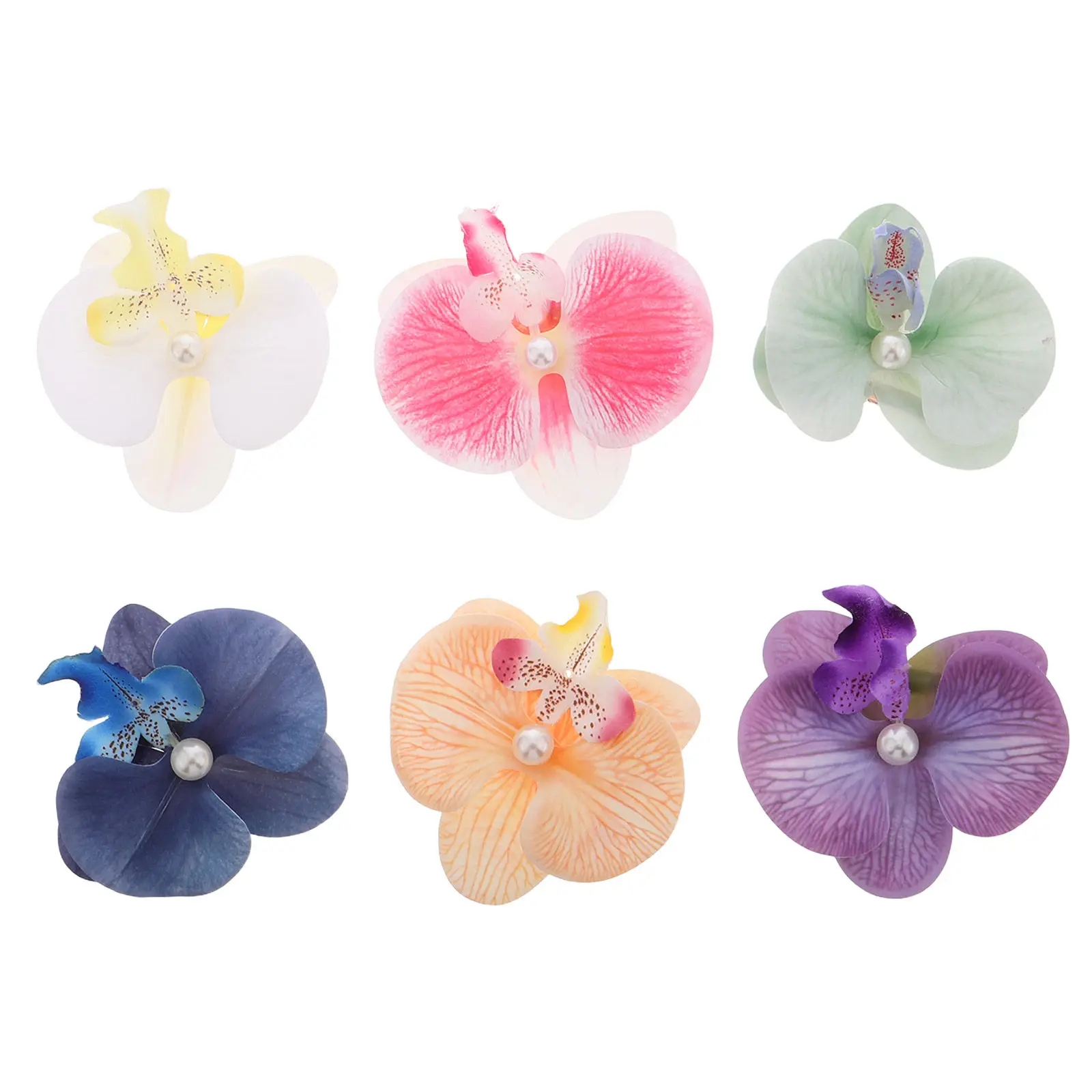 

6Pcs Tropical Orchid Hair Clips Hawaiian Butterfly Phalaenopsis Silk Flower Hairpins Colorful Accessories Summer