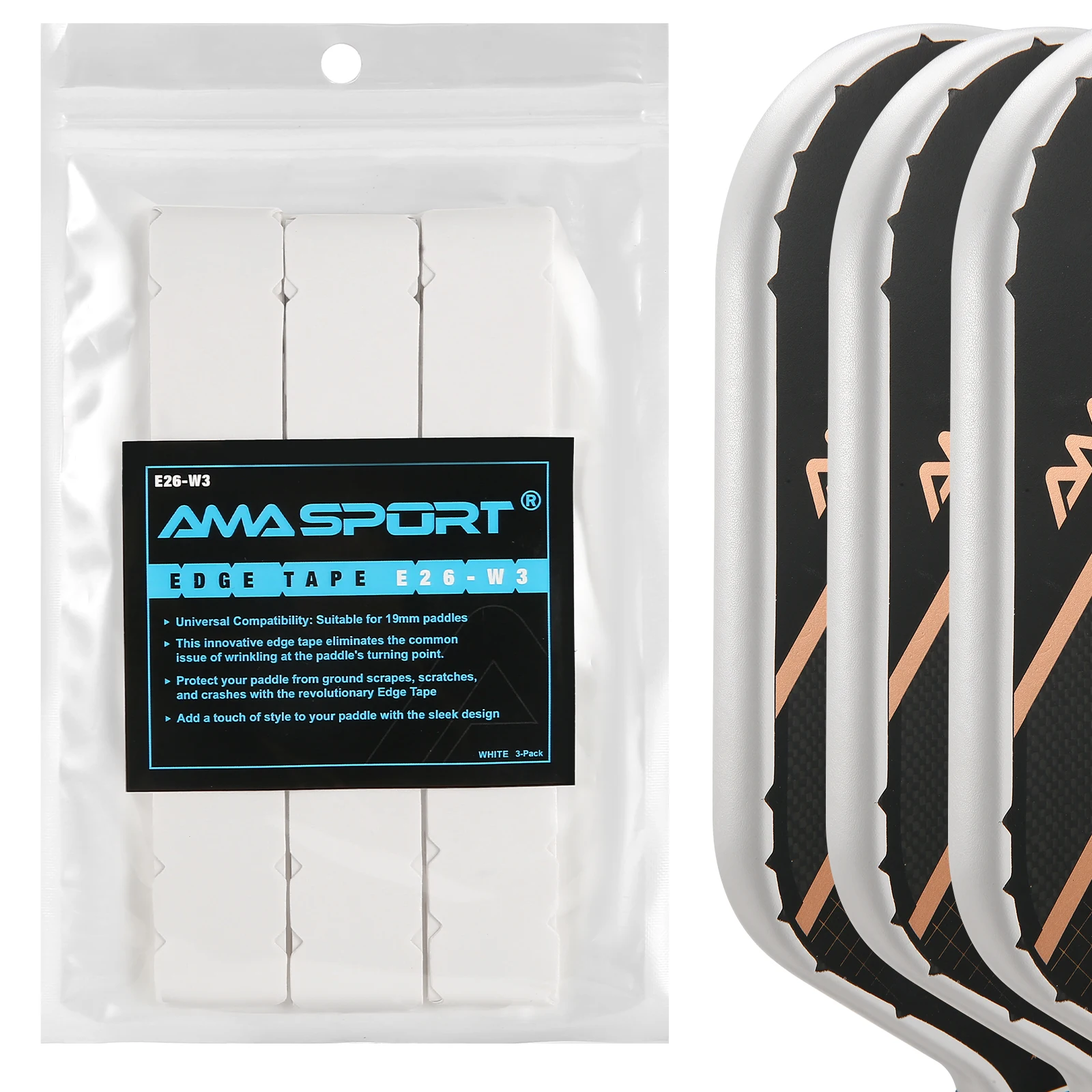 

AMA SPORT Pickleball Edge Guard Tape Premium PU Material Pickleball Paddles Professional Protector for Training Equipment