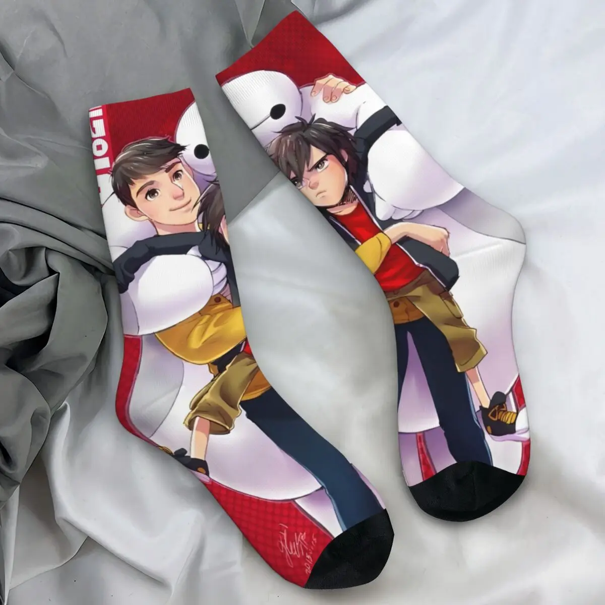 

Big Hero 6 Cartoon Socks Funny Stockings Winter Non Skid Adults Men Socks Medium Soft Custom Skateboard Socks