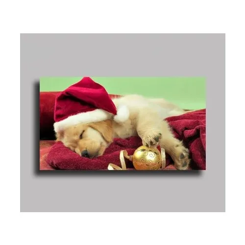 Table Canvas Christmas-Sleeping Dog Table