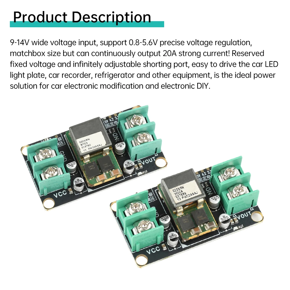 DC-DC 9-14V a 5V o 1,2-5,6 V ajustable 20A módulo reductor de alta potencia convertidor de potencia módulo reductor de cargador de litio