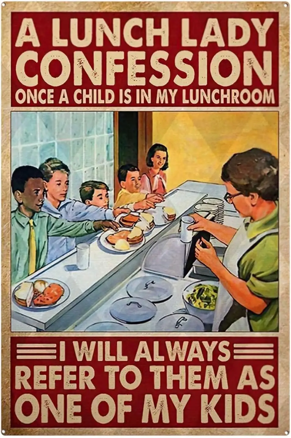 Vintage Metal Aluminum Signs A Lunch Lady Confession Once A Child is My Lunchroom Aluminum Sign Wall Decor Bars,Restaurants Cafe