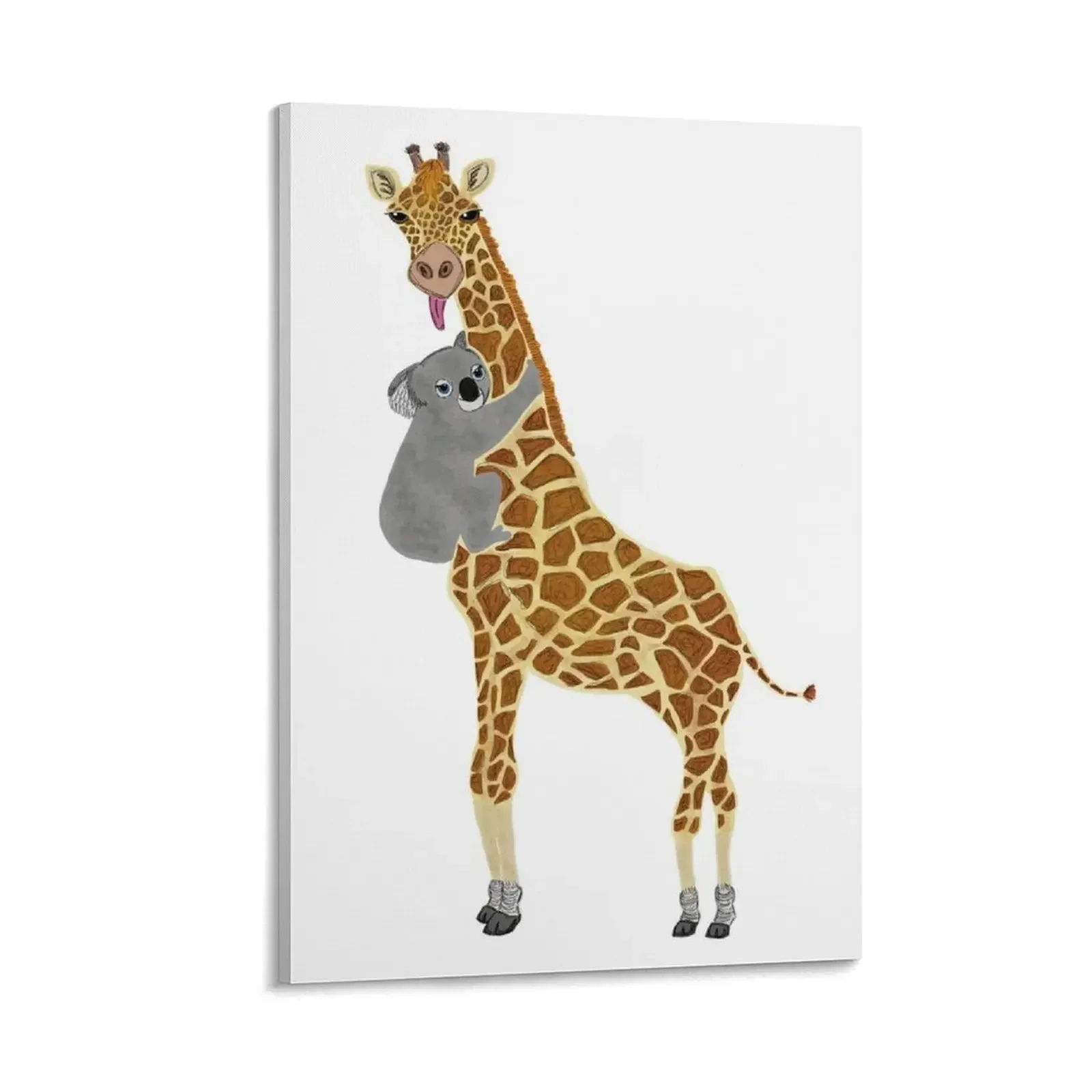 

Koala Hugging Giraffe Canvas Painting Wall paintings room decors aesthetic bedroom decoration