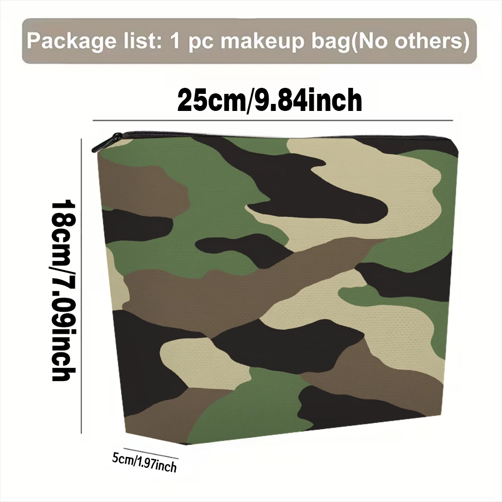 Camouflage Green Brown Black Pattern Makeup Bags for Girls Cosmetic Pouch Toiletry Bag Pencil Case Travel Storag