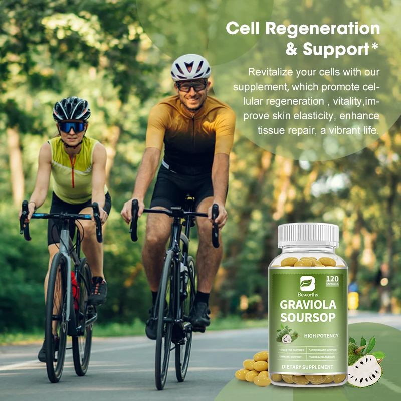 BEWORTHS Soursop Graviola Leaves Capsules for Cell Support,Regeneration,Stress Relief,Immune Enhancement Herbal Plant Extract