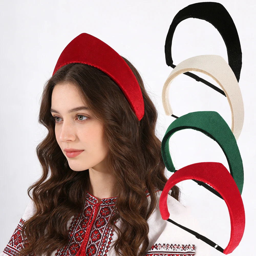 

AWAYTR Velvet Sponge Crown Hair Band Classical Fabric Hair Hoop Elastic Kokoshnik Headband Hair Accessories Festival Hairband