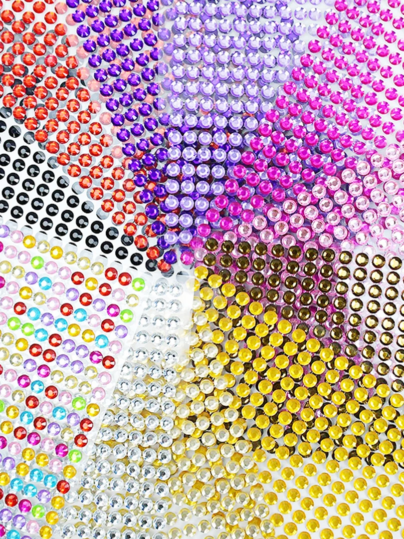 3mm 4mm 5mm 6mm Self Adhesive Crystal Rhinestone Stickers Mobile Phone Car Art Craft Decals Scrapbooking Bling Acrylic Sticker