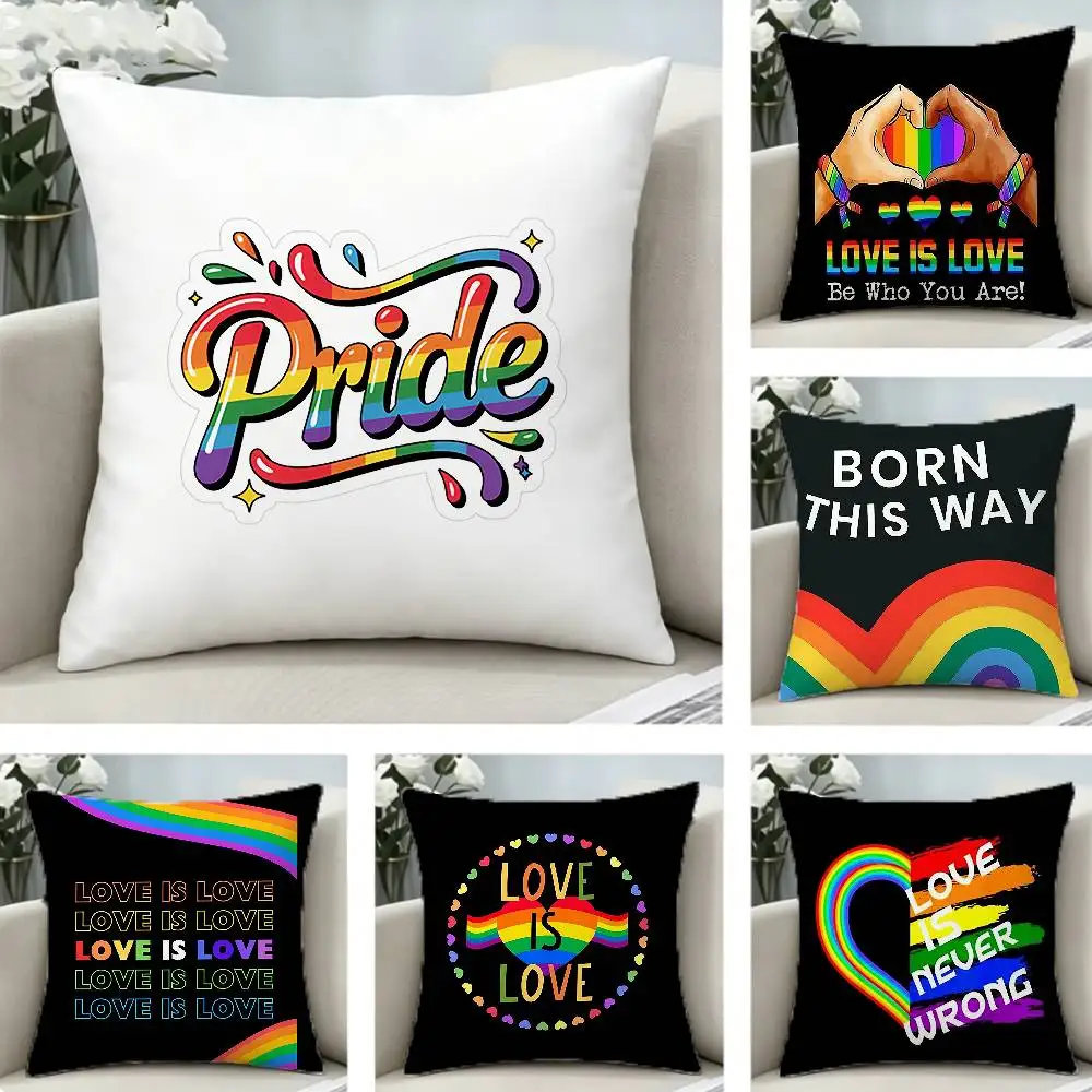 

Gay Lesbian L-LGBT Rainbows Pillow Case Pattern Printed Pillowcase For Living Room Sofa Cushion Cover
