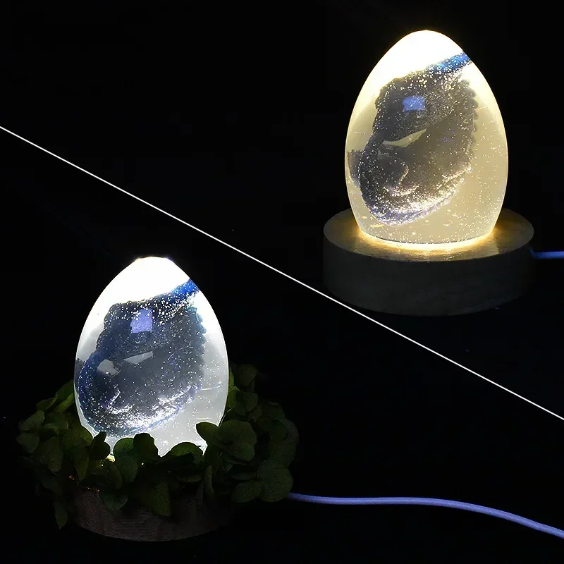 2pac 3D dragon egg silicone casting mold and lamp holder, DIY crystal lava dragon egg epoxy resin home decoration mold