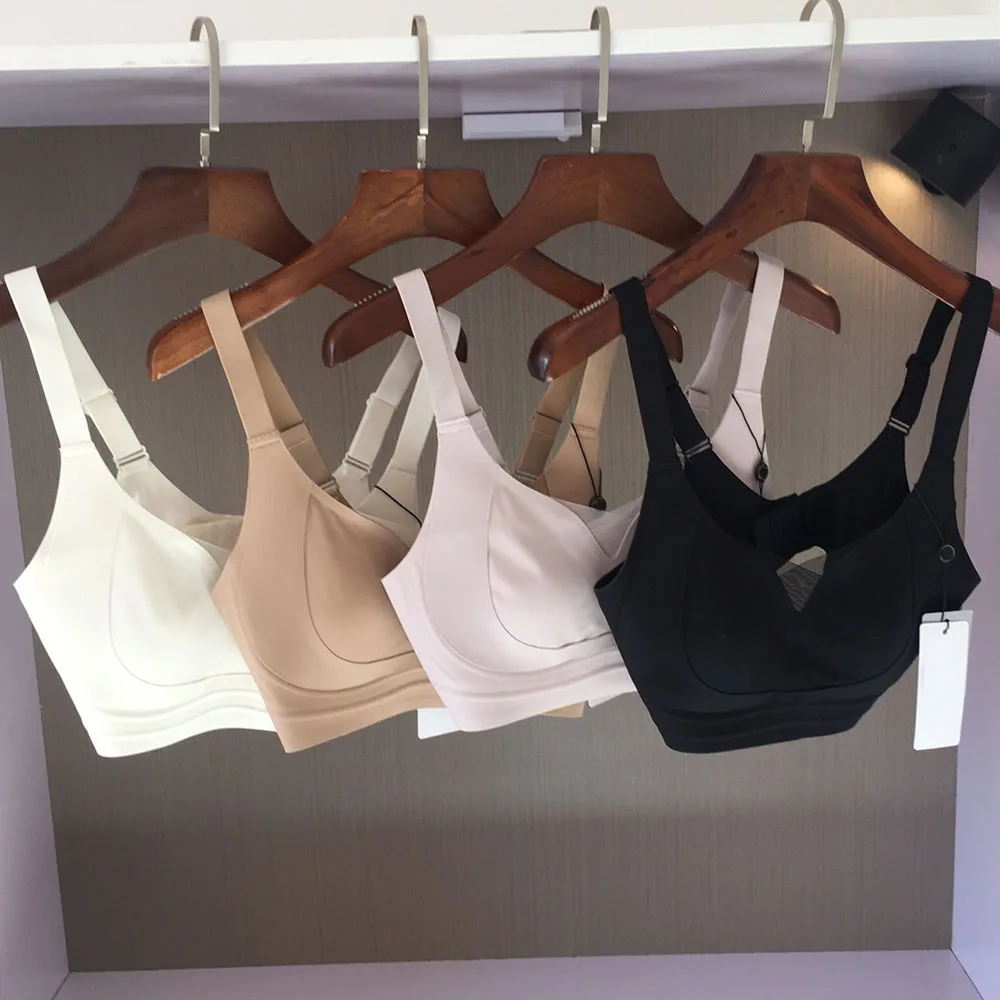 

New Women's Double Layer Soft Support Bra No Steel Ring Adjustable Comfortable Underwear V-Neck Design Spring Season Bra