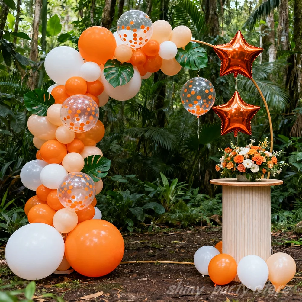 

76pcs Orange Balloon Confetti Set Baby Birthday Party Arch Decoration DIY Wedding Festival New Year Event Anniversary Decoration