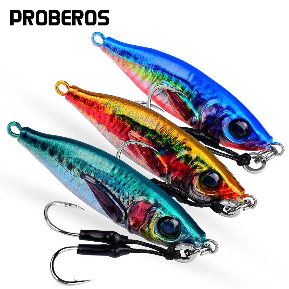 PROBEROS 1 Stück Schnell Sinkender 30-80g Leuchtender Slow Jig Metallköder Forellen-Angelköder Künstlicher Harter Jigging-Haken Köder