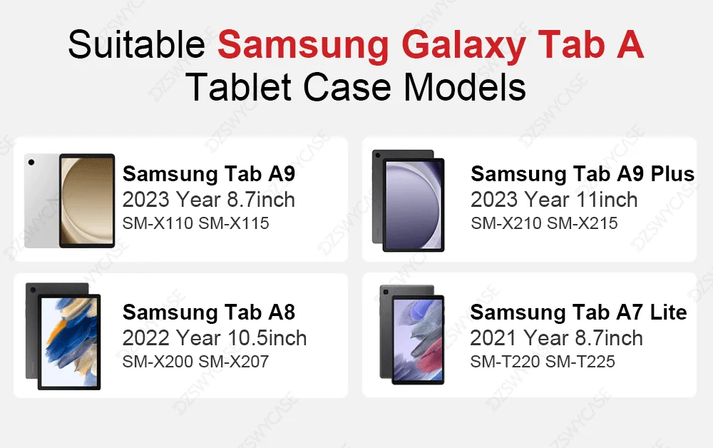Silikonhülle für Samsung Tab A9 A11 Plus 11 Zoll, Tab A9 A11 8.7, S6 Lite 10.4, A8 10.5, A7 Lite 8.7, Auto-Wake/Sleep-Funktion – Detail 2