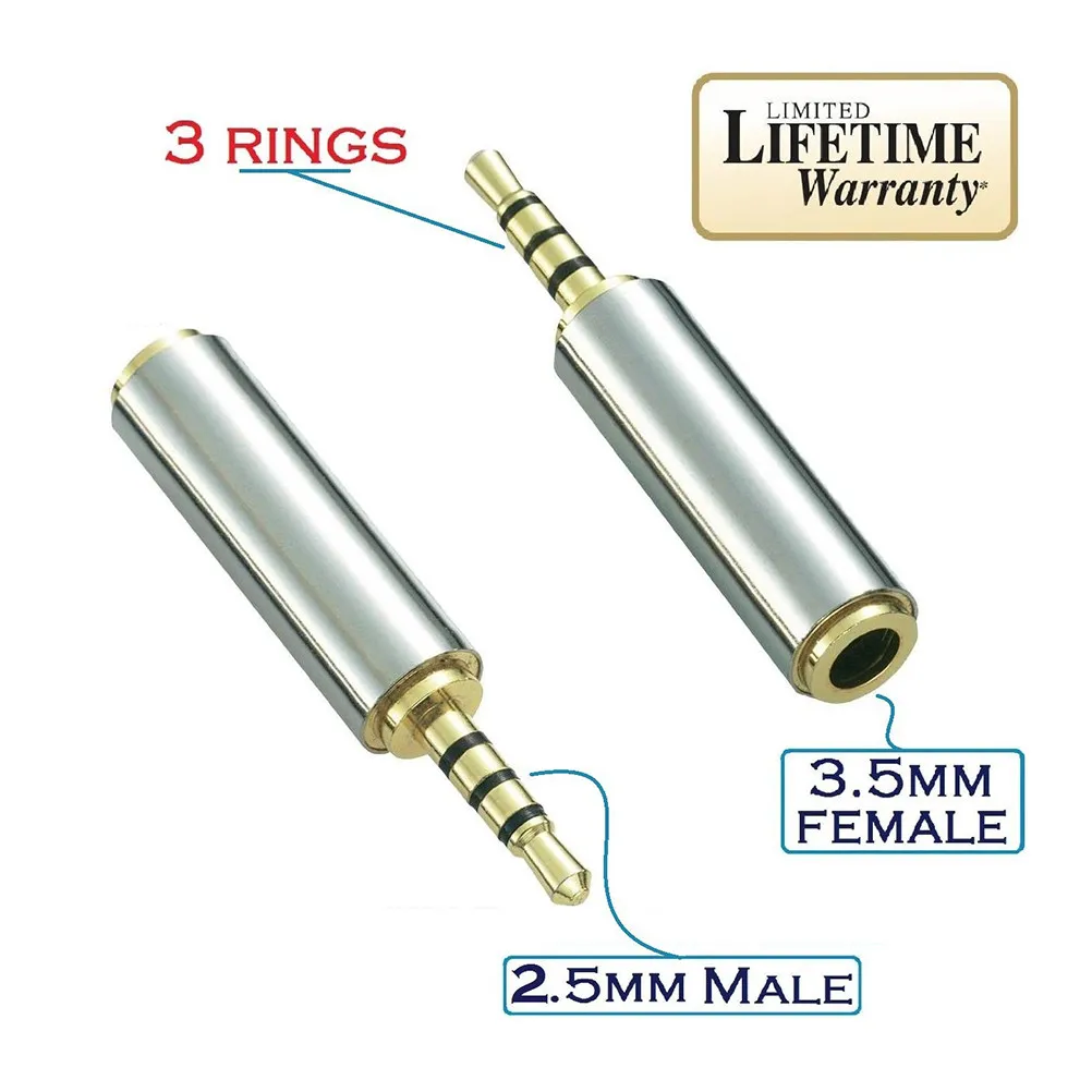 2.5mm Male to 3.5mm Female Audio Adapter Converter Headphone Earphone Adapter for Phones Provides Clear Stereo Sound