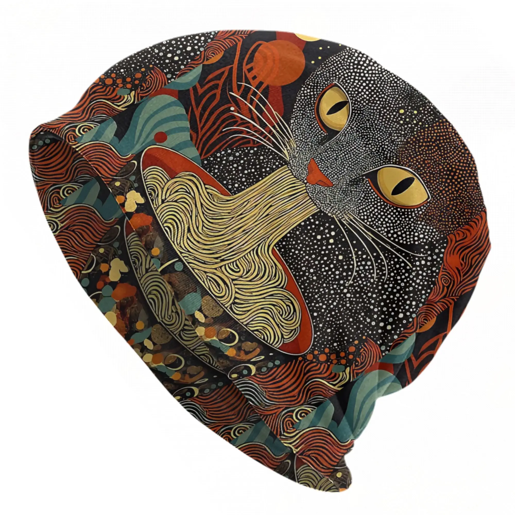 Yayoi Kusama Cat Ramen Bonnet Hats Fashion Street Skullies Beanies Hats  for Men Women Warm Dual-use Cap