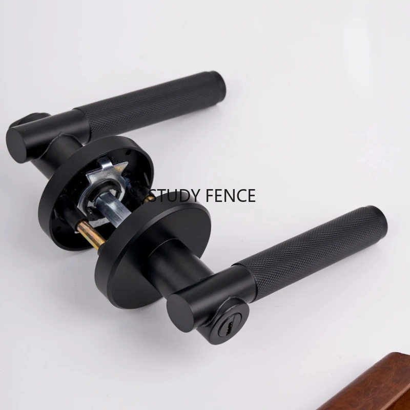 مقبض باب من الفولاذ المقاوم للصدأ داخلي عالمي ثلاثة مقبض بار قفل مقبض الباب المنزلي ملحقات الأجهزة مع مفاتيح #4