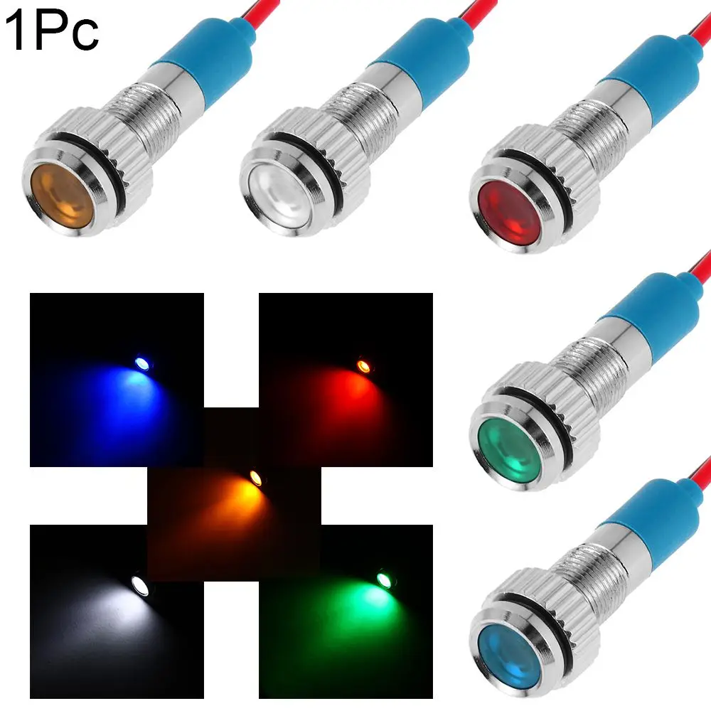 1Pc Dashboard Waterdicht Met Draad 3V 5V 6V 9V 12V 24V 220V LED Metalen Indicator Licht 6mm Signaal Lamp